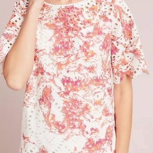 Anthro Porridge Eyelet Pink Tee